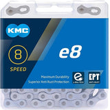 Chaîne KMC E8 EPT 6/7/8 vitesses 122 maillons E-25 argentée
