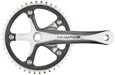 M-Wave pédalier Single Speed 44 dents alu poli argent/noir